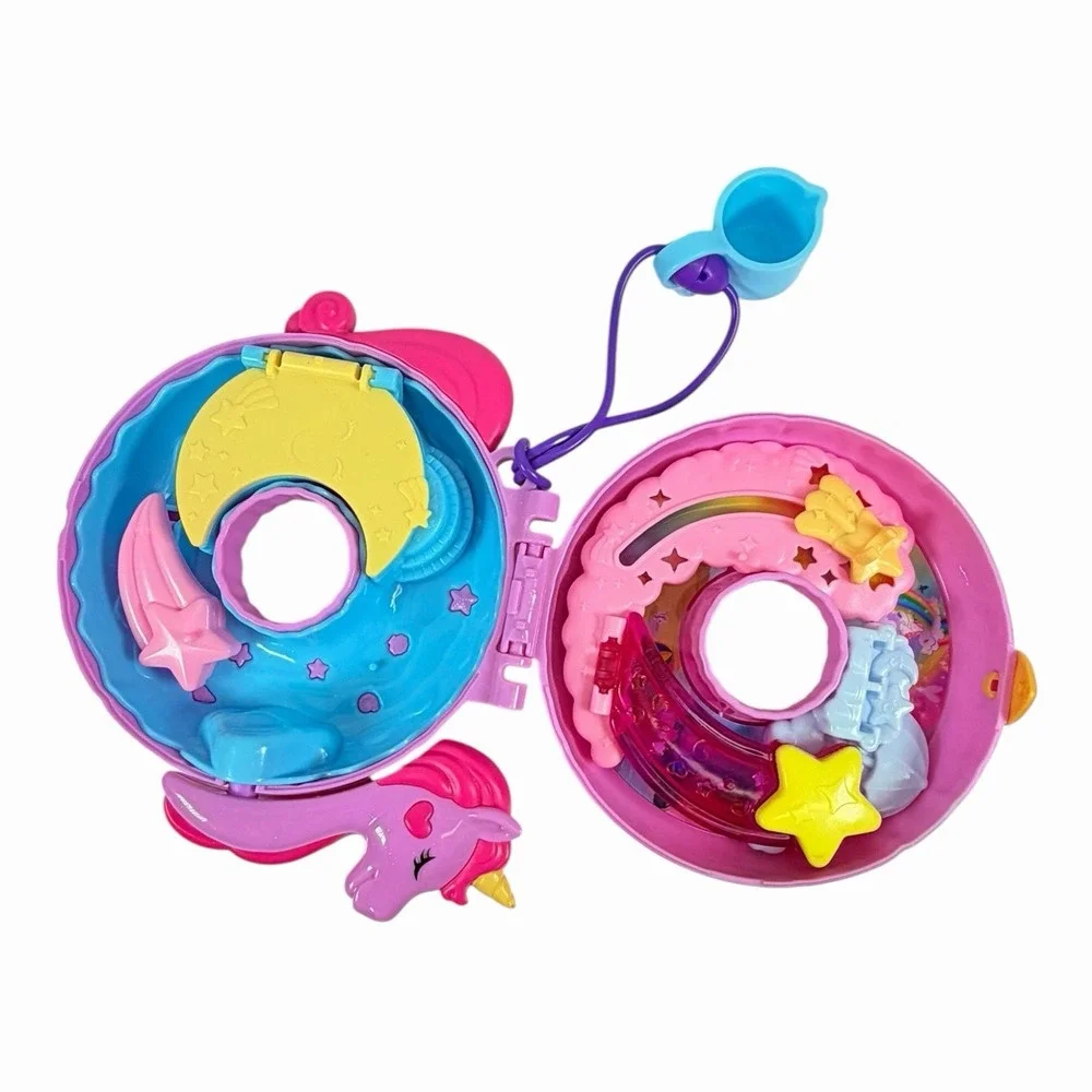 Polly Pocket Sparkle Cove Adventure Unicorn Floatie Compact Complete Set